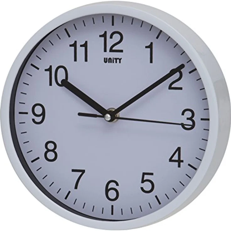 UNITY Radcliffe Wanduhr, geräuschlos, Plastik, weiß, 20 cm L x 20 cm W – Bild 1