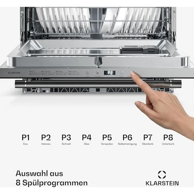 Klarstein Luxara Einbaugeschirrspüler – integrierte Spülmaschine für 14 Standardgedecke, AquaStop Wasserschaden-Schutz, 8 Programme, geringer Wasserverbrauch – Bild 5