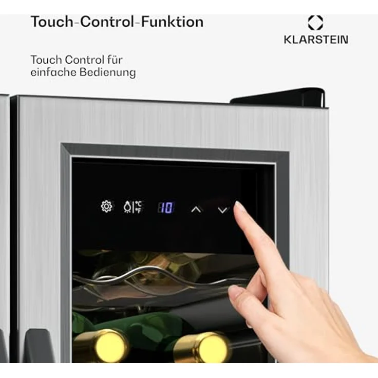 Klarstein Vinamour Weinkühlschrank 24 Flaschen – 2 Zonen, Edelstahl-Doppeltür, Touch-Steuerung, LED, UV-Schutz, freistehend – Bild 5