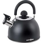 BRUNNER Unisex – Erwachsene Camping Zubehör Dayo Black NG Teekocher Schwarz/Steel 1,8 l, Multicolor, Einheitsgröße