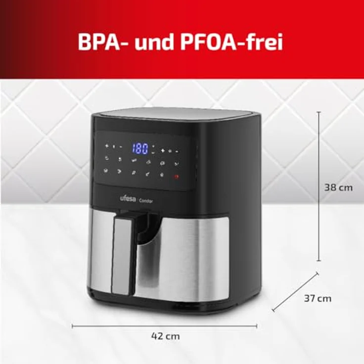 Ufesa Airfryer Heißluftfritteuse ohne Öl UFESA CONDOR 1600 W 4,5 L, 1600 W - Gesunde Zubereitung, 1600 Watt, 4,5 Liter – Bild 3