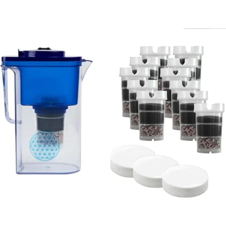 Wasserfilter AcalaQuell® Großes Einsteigerpaket für 2 Jahre - Wassetto blau – Aktivkohle Wasserfilter | Höchste Filterleistung - mehrschichtig | BPA u. BPB frei | ReNaWa® - Technology | – Bild 1