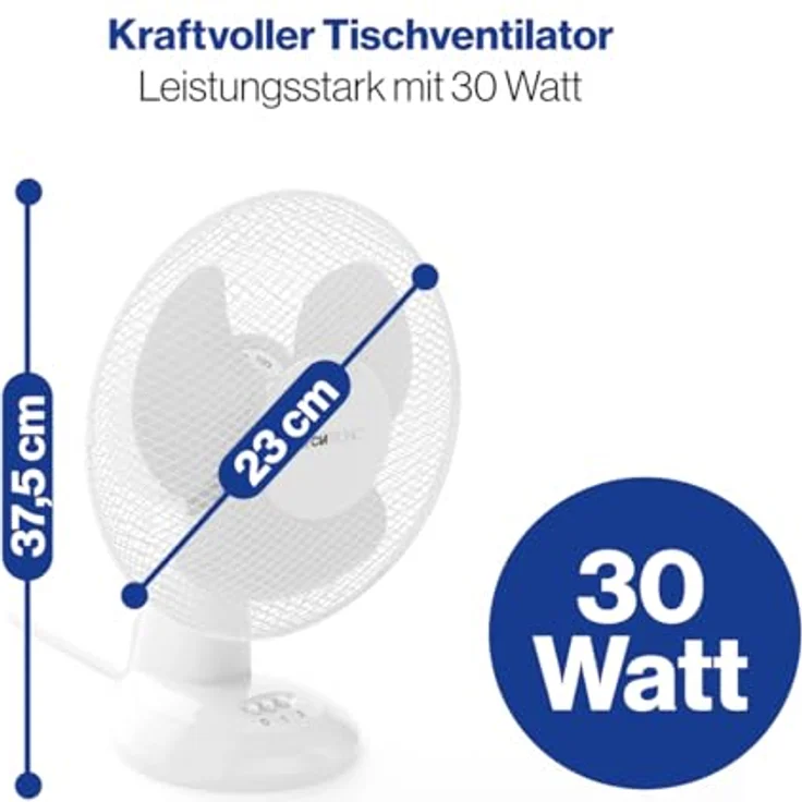 Clatronic VL 3601 Tischventilator, 23 cm Durchmesser, oszillierend, Neigungswinkel verstellbar, 2 Geschwindigkeitsstufen – Bild 7