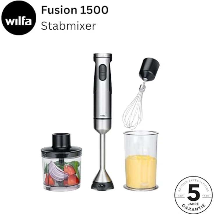 Wilfa Stabmixer FUSION 1500, 1500W Leistung mit Zubehör, silber – Bild 2
