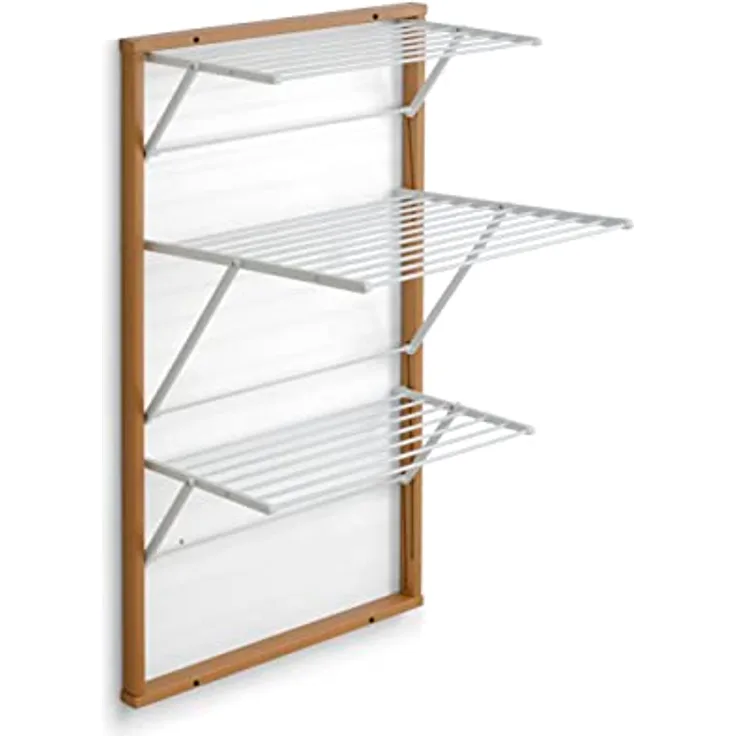 Arredamenti Italia Karim Wand-Wäscheständer aus Holz, ausziehbar, 16 m Draht, Kirschbaum-Finish, Massivholzrahmen, unabhängige Nylon-Gitter