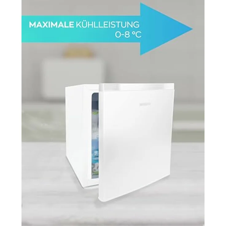 Heinrich´s HKB 4188 W, Getränkekühlschrank 45 Liter, Kühlgerät mit Gefrierfach, 50 cm hoch, 44.5 cm breit, energieeffizient, geräuschlos – Bild 4