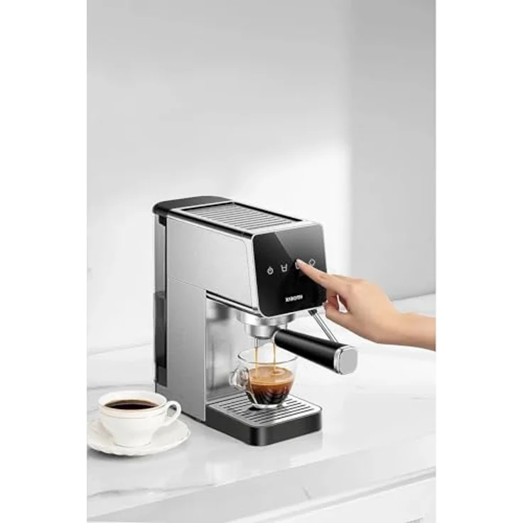 Xiaomi Halbautomatische Espressomaschine BHR9798EU, 20-Bar-Pumpe, Edelstahl, kompakte Bauweise mit Touchscreen und integriertem Tassenwärmer, grau/silber – Bild 9
