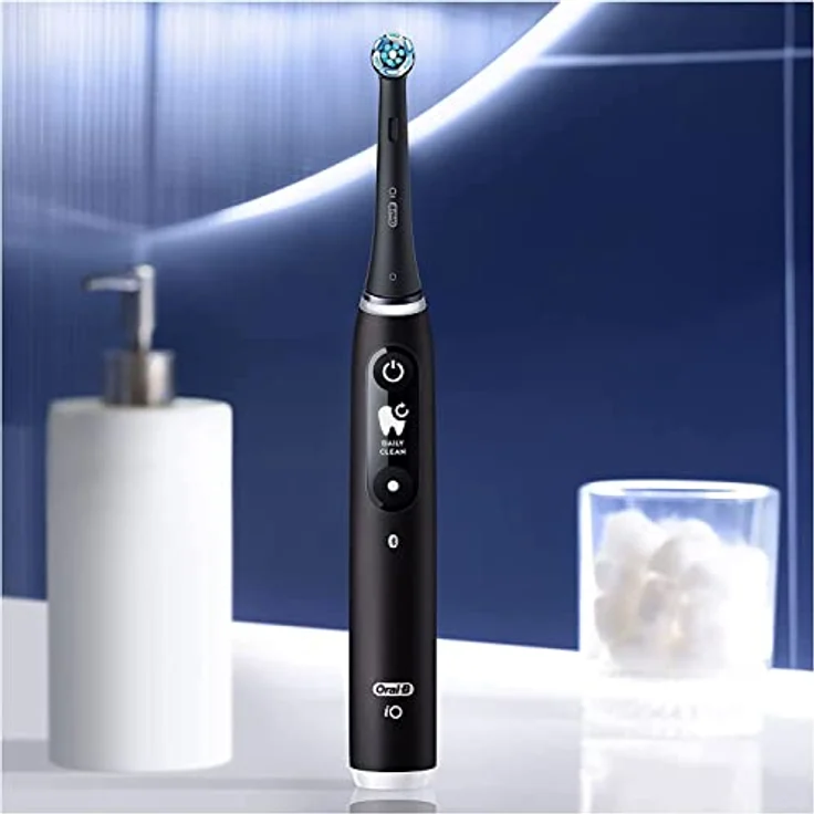 Oral-B iO Series 6 Elektrische Zahnbürste/Electric Toothbrush, 2 Aufsteckbürsten, 5 Putzmodi für Zahnpflege, Magnet-Technologie, Display & Reiseetui, Geschenk Mann/Frau, Designed by Braun, black lava – Bild 2