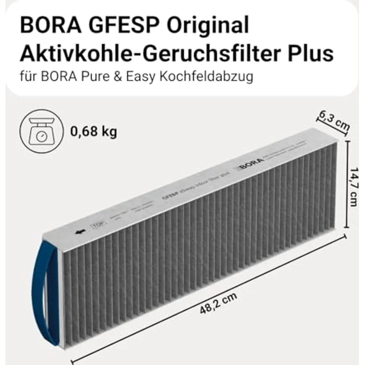 BORA GFESP Original Aktivkohlefilter-Geruchsfilter Plus, für BORA Pure & Easy Kochfeldabzug, werkzeugloser Filtertausch, 150h Standzeit, maximale Geruchsreduzierung – Bild 3