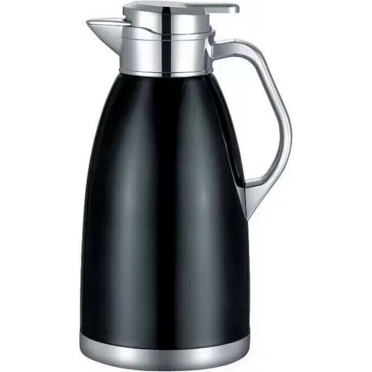 Cheffinger Isolierkanne 2,3L Edelstahl Thermoskanne Kaffeekanne Doppelwandig, Schwarz