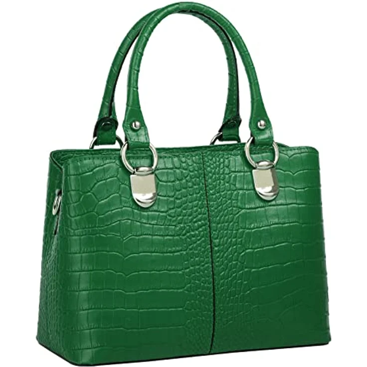 Cluty Umhängetasche, echt Leder im Kroko-Design, Made in Italy, abnehmbarer Schultergurt, 2-geteiltes Hauptfach – Bild 3