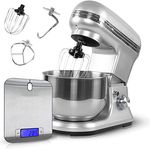 Classbach C-KM 4004 W Food Processor Set with Digital Kitchen Scales 1200 Watt Motor with 6 Speeds Quiet Mixing Machine 5 Litre Bowl Including 3 Attachments and Splash Guard