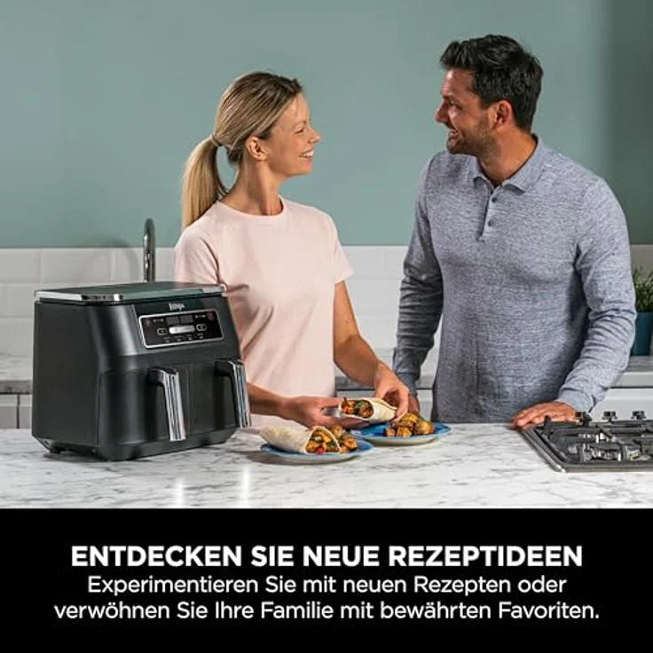 Ninja Foodi Dual Zone Airfryer AF200EU Heißluftfritteuse, 2 Fächer, 7,6 l, 4-in-1, ohne Öl, Max Crisp, Braten, Aufwärmen, Schwarz – Bild 3