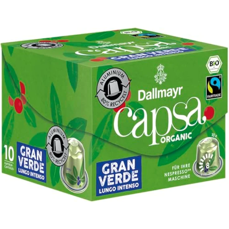 Dallmayr Capsa Gran Verde Lungo Intenso, Nespresso kompatibel Kapsel, Organic, Kaffeekapsel, Espressokapsel, 10 Kapseln, 56 g – Bild 4