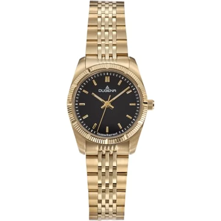 Dugena Damen-Armbanduhr Paris, Quarz, Edelstahl, Mineralglas, 5 bar, Schwarz/Gold – Bild 1