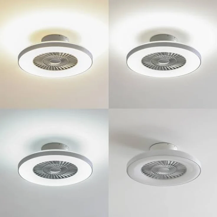 Lindby Paavo, Smart LED-Deckenventilator in Silber, leise, steuerbar über Tuya-App, mit Timer und Nachtlichtfunktion – Bild 4