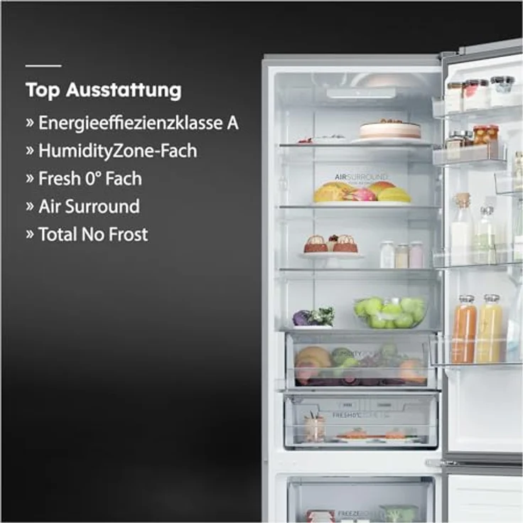 HAIER HDPR1620ANPK 2D 60 Series 1 Kühlgefrierkombination, 409 l, Inox, Inverter-Kompressor, Total No Frost System, Humidity Zone – Bild 3