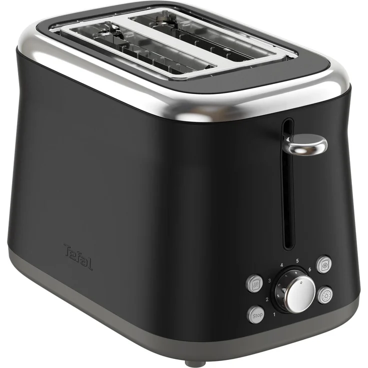 Tefal TT7208E0, Toaster mit 850 Watt, 2 Schlitzen, Aufwärmfunktion, Brötchenaufsatz, Auftaufunktion, schwarz – Bild 1