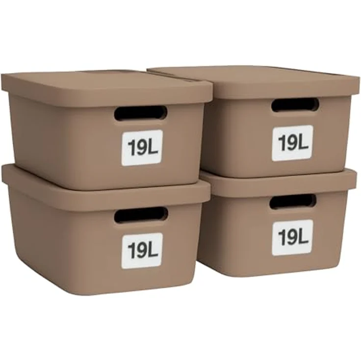 Plastard Aufbewahrungsboxen mit Deckel 19 L, 4er-Set, stapelbar, BPA-frei, pink – Robuste Ordnungsbox für Küche, Bad, Büro und Kinderzimmer – Bild 1