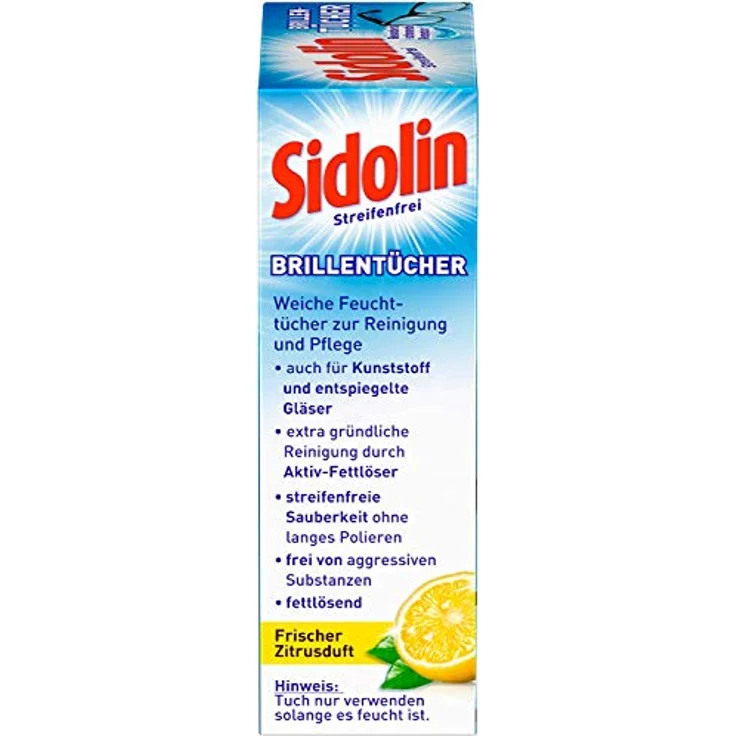 Sidolin Brillenputztücher, 10er Pack (10 x 20 Stück), feuchte Reinigungstücher für streifenfreie Reinigung von Brillen und Displays – Bild 3