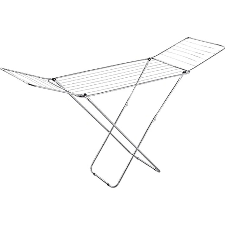 MSV Flügelwäscheständer 180x48x105cm 18m aus Edelstahl-PP in Silber-blau, 180x105x48 cm – Bild 3