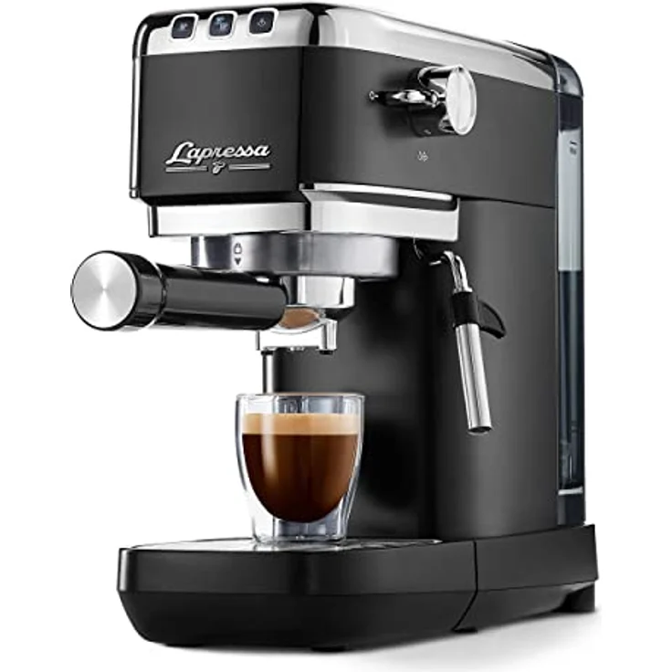 Tchibo Siebträger Espressomaschine „Lapressa“, mit Doppelauslauf und Milchaufschäumdüse (15 bar, 980ml Wassertank), inkl. zwei doppelwandigen Sieben, für Espresso und Milchschaum, schwarz - Preisvergleich – Bild 1