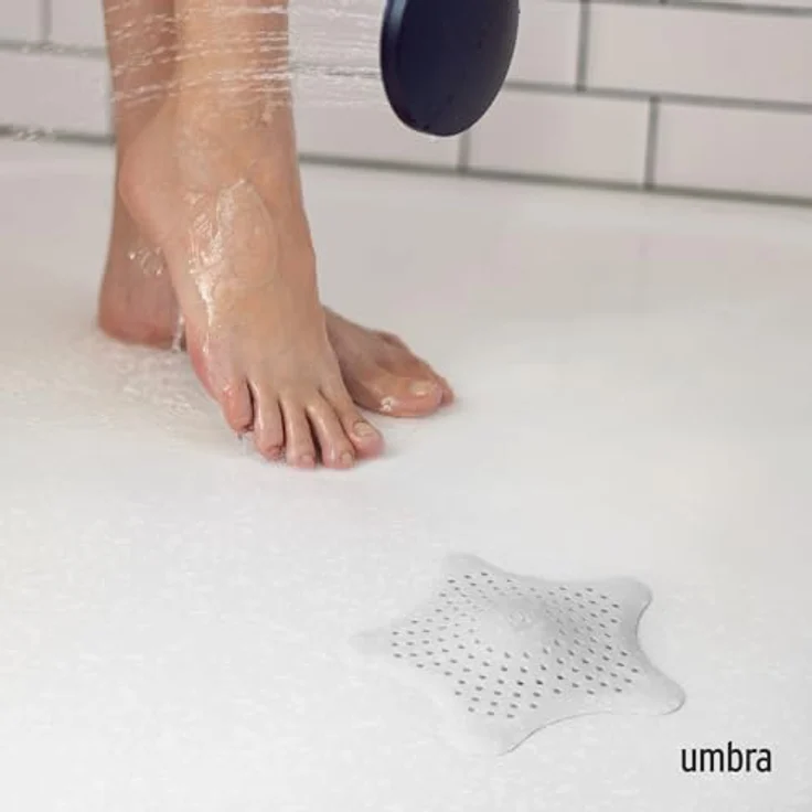 Umbra Starfish Abfluss Haarfänger mit 5 Starken Saugnäpfen – Silikon Abflusssieb und Haar Stopper für Dusche, Badewanne, Waschbecken und Spüle – Hält Abflüsse Frei von Haaren und Kleinteilen, Weiß – Bild 2