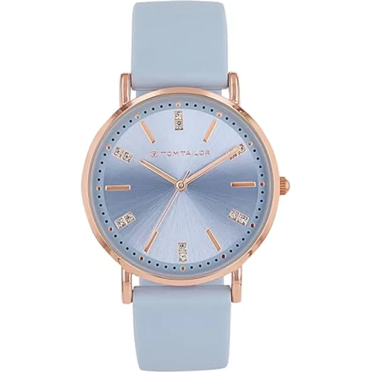 Tom Tailor Damen Armbanduhr 2100502, Silikonband mit Kristall, Gold, wasserdicht 3 bar, in Uhren Geschenkbox