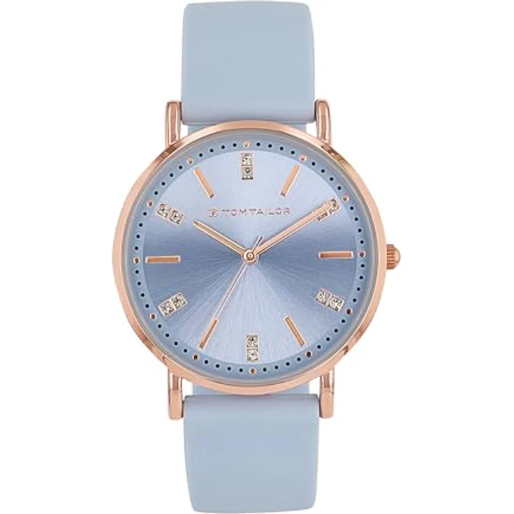 Tom Tailor Damen Armbanduhr 2100502, Silikonband mit Kristall, Gold, wasserdicht 3 bar, in Uhren Geschenkbox – Bild 1