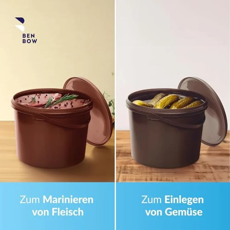 BenBow Eimer mit Deckel 10L, 10 Stk., Braun BSR-, Luftdicht, Lebensmittelecht, BRC-, auslaufsicher – Bild 4
