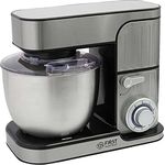 TZS First Austria Profi Küchenmaschine 1300 W, 5 L Behälter, 6 Geschwindigkeiten, Knetmaschine, Küchenmaschine mit Knetfunktion, Standmixer, Edelstahl