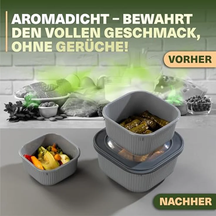 VIWARES Frischhaltedosen 3er Set mit transparentem Ventildeckel, stapelbare Aufbewahrungsbehälter, BPA-frei, mikrowellen- und kühlschrankgeeignet, 3 Größen (600ml/1100ml/1800ml) – Bild 8