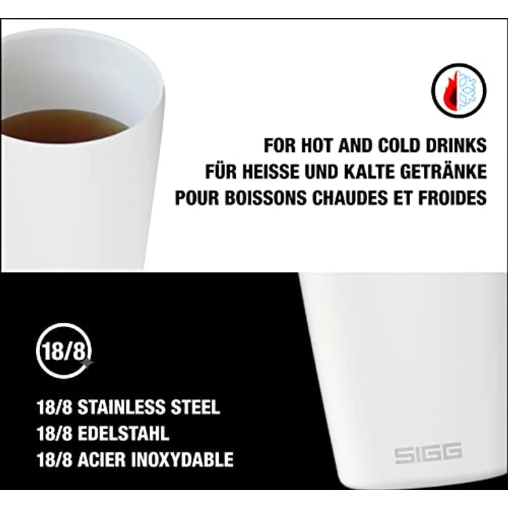 SIGG Neso Cup White Thermobecher (0.4 L), schadstofffreier und isolierter Kaffeebecher, Coffee to go Becher aus 18/8 Edelstahl, mit Keramik Pure Ceram Beschichtung – Bild 4