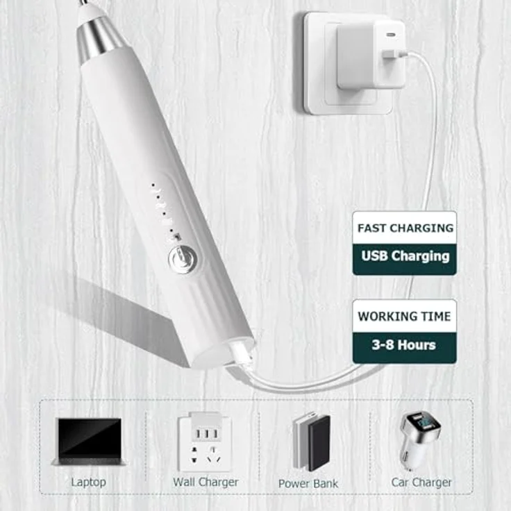 EBUYFIRE Elektrischer Milchaufschäumer Stab, USB-wiederaufladbar, 3 Geschwindigkeiten, 2 Schneebesen, Edelstahl-Ständer für Latte, Kaffee, Matcha und Cappuccino – Bild 3
