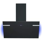 Respekta Dunstabzugshaube kopffrei / Dunstabzugshaube schräg 90 cm / Metallgehäuse mit Glasschirm in Schwarz / Abluft - und Umluftfunktion / CH69090SA+ / A+ / 43–63 dB