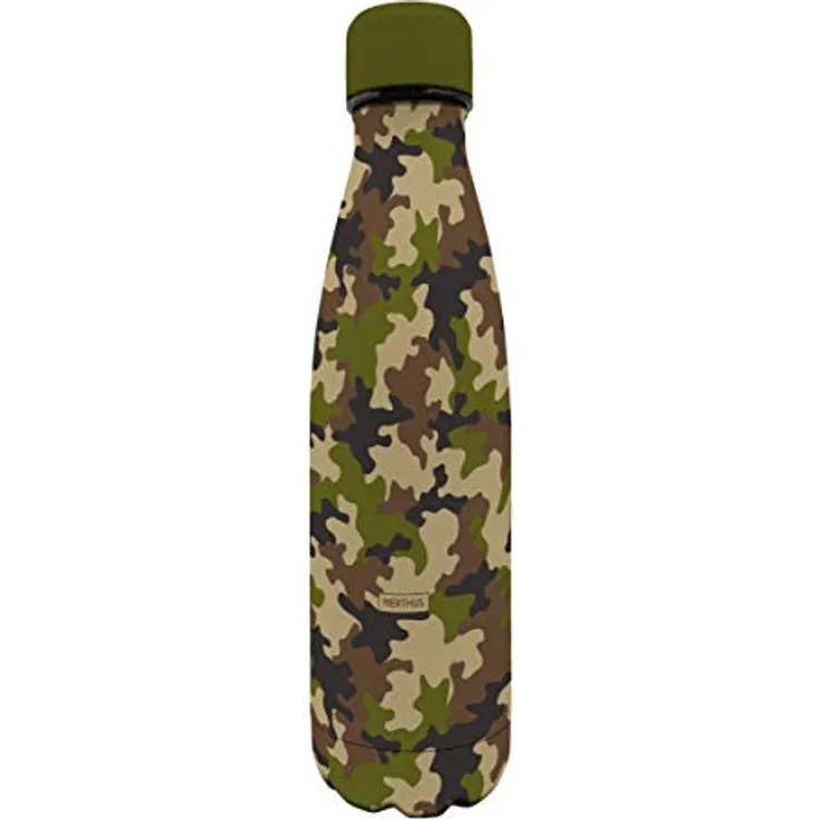 Nerthus Doppelwandige Thermosflasche für Kaltes und Heißes, Design: Leopard, aus 18/8 Edelstahl, BPA-frei, 500 ml