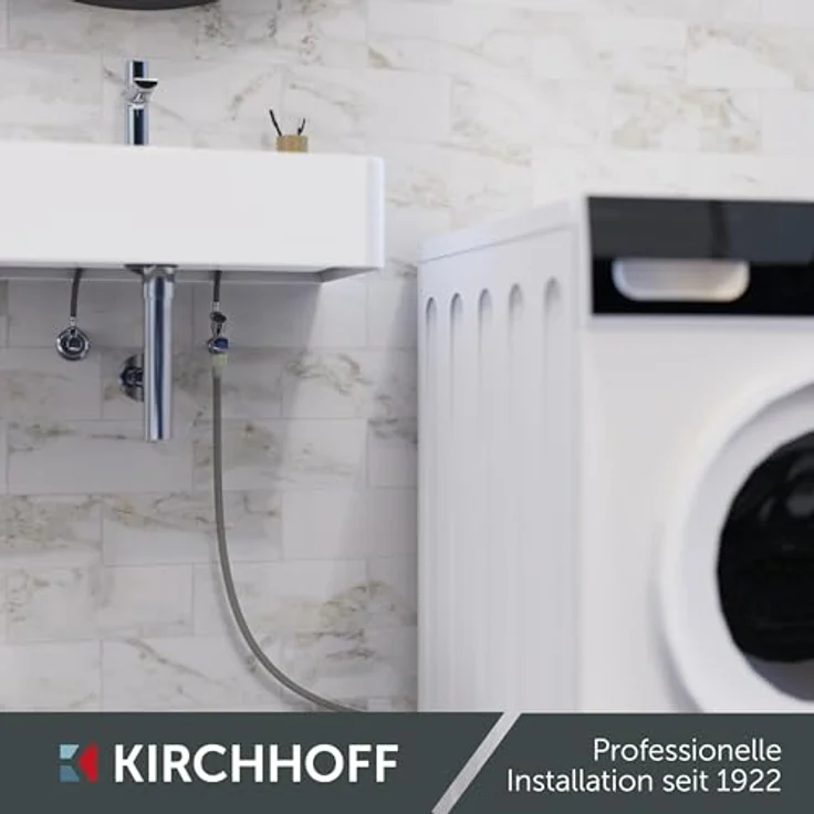 Kirchhoff Sicherheits-Zulaufschlauch 24,2 mm (3/4 Zoll IG) x 2 m, flexibler und langlebiger Waschmaschinen-Zubehörschlauch mit Wasserschutzsystem – Bild 7