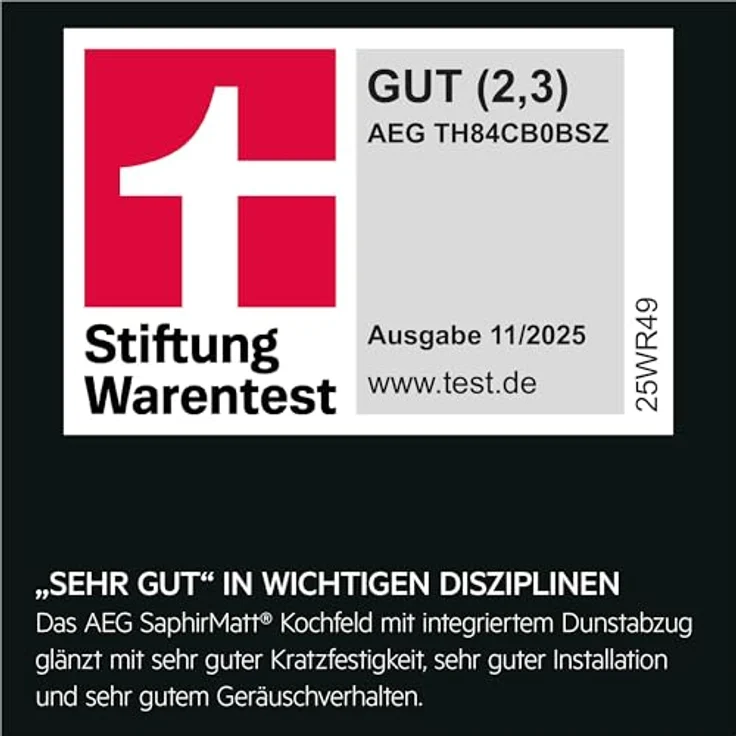 AEG TH84CB0BSZ, autarkes 83 cm Induktions Kochfeld mit 4 Zonen und integriertem Dunstabzug – Bild 9