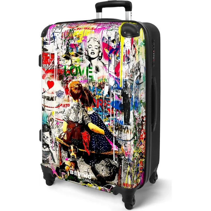 NoBoringSuitcases.com© Hartschalen-Trolley Bekannte Kunstwerke als bunte Graffiti-Kunst 67x43x25cm, 4 Rollen, Koffer Mittelgroß, Suitcase für Erwachsene – Bild 1