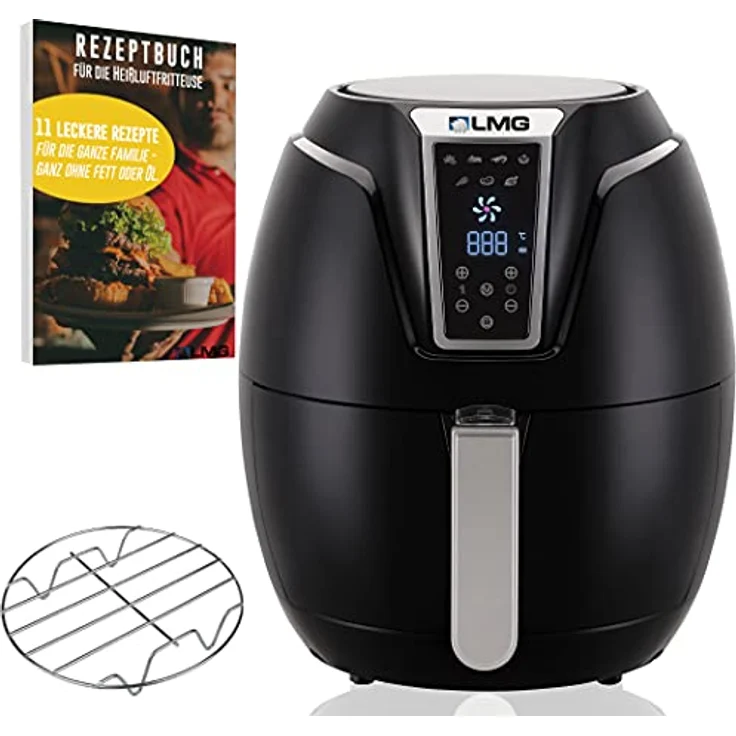 LMG Germany Heißluftfritteuse GLA610, 1400 W, 3,2 L, Touchdisplay, 7 Programme, leise, A+, spülmaschinenfest, bis 200 °C – Bild 1
