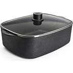 Woll Diamond Logic XR Guss-Bräter mit 2 Seitengriffen - Induktiv -, 31 cm x 26 cm, 11 cm hoch, mit abnehmbarem Stiel - Geeignet für alle Herdarten, Aluminium, backofenfest, schwarz