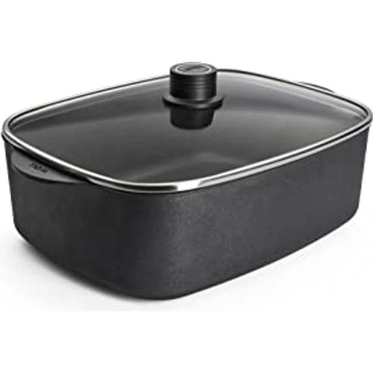 Woll Diamond Logic XR Guss-Bräter mit 2 Seitengriffen - Induktiv -, 31 cm x 26 cm, 11 cm hoch, mit abnehmbarem Stiel - Geeignet für alle Herdarten, Aluminium, backofenfest, schwarz – Bild 1