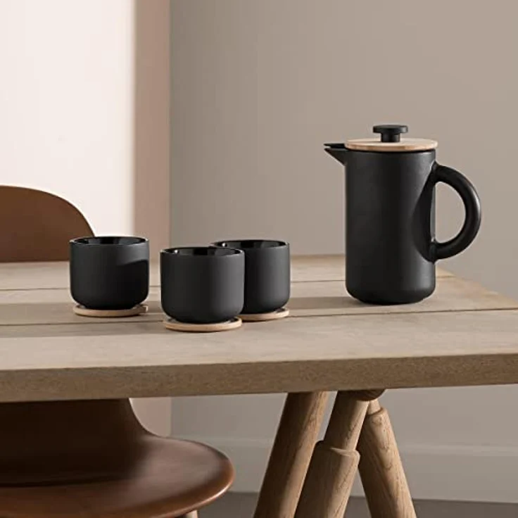 Stelton Theo Becher mit Untersetzer, Stein, schwarz, 8 x 8 x 8 cm – Bild 6