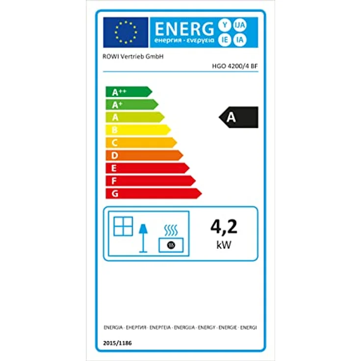 Rowi Gasheizofen Blue Flame 4200 Watt (schwarz) ohne Thermostat/inkl. Schlauch und Druckregler Typ 694 (Outdoor), Made in Europe – Bild 2
