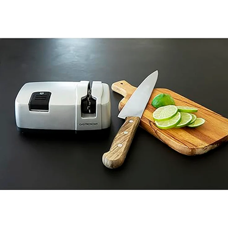 Gastronoma 18310012, Elektrischer Messerschärfer mit 20 Keramikstäben, Silber – Bild 2