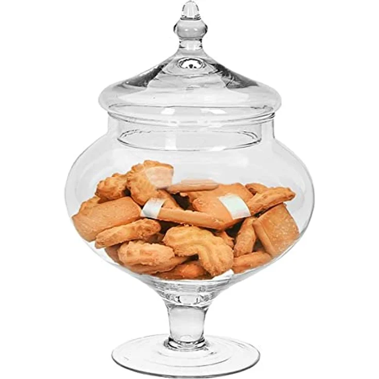 Excellent Houseware viktorianische Keksdose aus transparentem Glas, 17x28cm, dekoratives Aufbewahrungsglas mit hohlem Deckel und standfestem Sockel – Bild 5