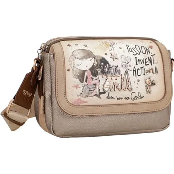 Anekke Hollywood Umhängetasche, Damen Handtasche aus Kunstleder mit 2 Hauptfächern, 25 cm, Mehrfarbig – Bild 3