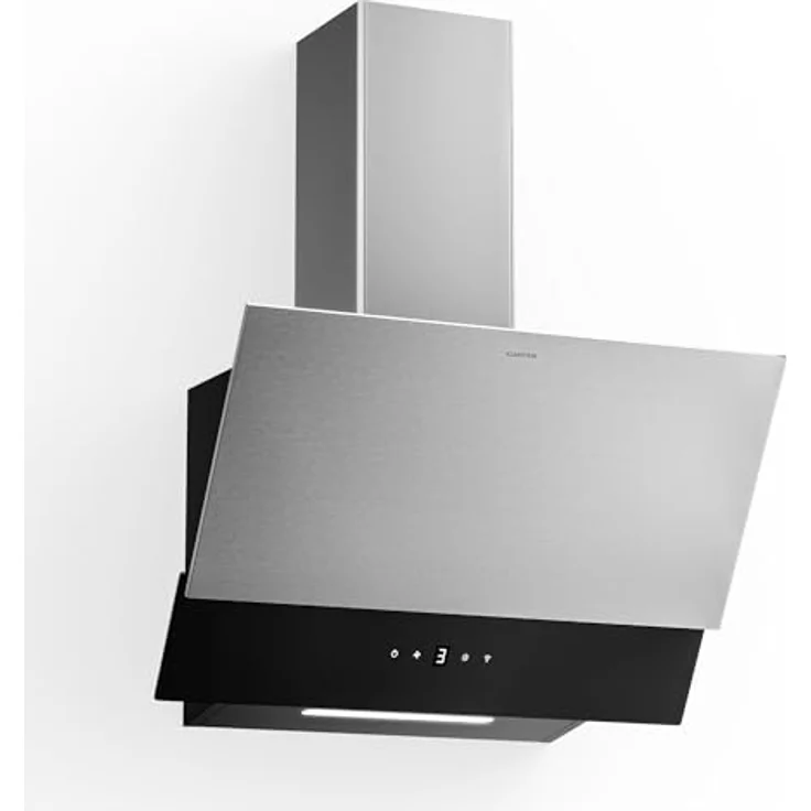 Klarstein Verosteel Dunstabzugshaube 60 cm, Kopffreihaube mit 624 m³/h, A++ Energieeffizienz, Touch-Bedienung, LED-Beleuchtung, leise, Edelstahl & schwarzes Glas, spülmaschinenfester Filter – Bild 1