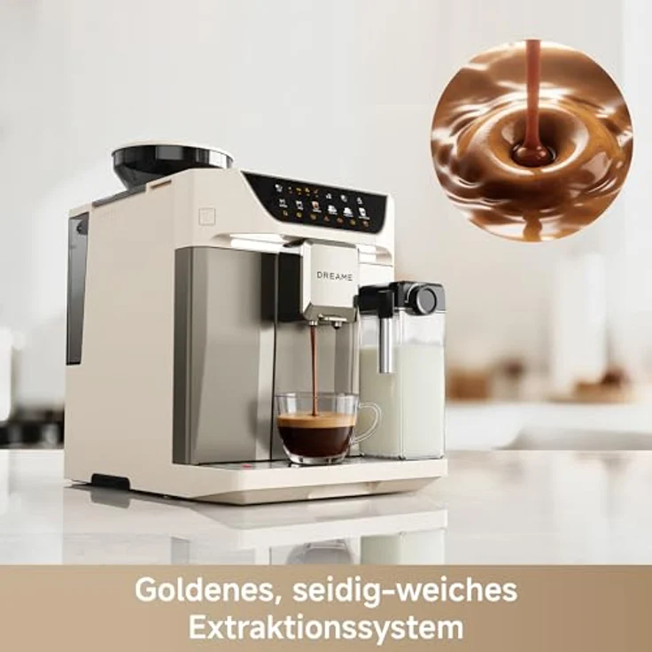 Dreame Ecceluxe™ Master FCM60, Espressomaschine mit intelligenter Mahlwerk, 19 Bar Druck, 6 Getränkeoptionen, abnehmbare Brüheinheit, selbstreinigend, Cremefarbe – Bild 7