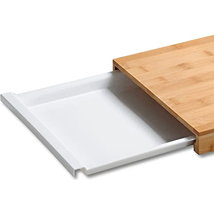 Kesper | Schneidebrett mit Auffangschale, Material: Bambus, Kunststoff, Maße: B: 38 x T: 25 x H: 3,5 cm, Farbe: Braun, Weiß | 58352 – Bild 2